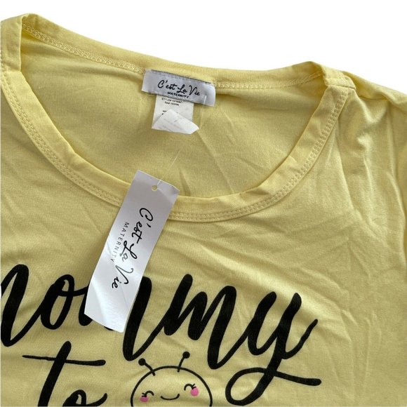 Women’s T Shirt C’est la vie Mommy To Maternity Short Sleeve Yellow Size L - Picture 7 of 9
